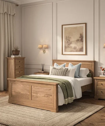 BRENNAN Double Bed Natural Solid Oak
