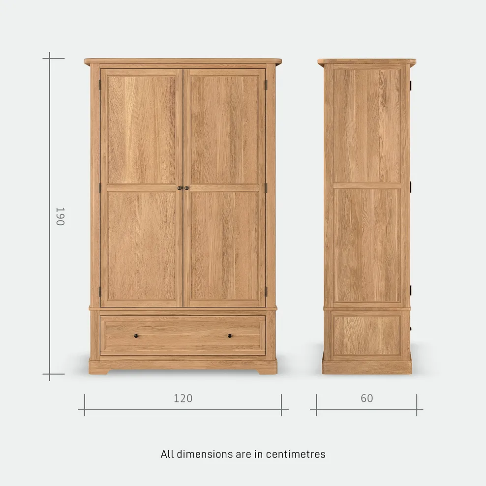BRENNAN Double Wardrobe Natural Solid Oak - Image 11