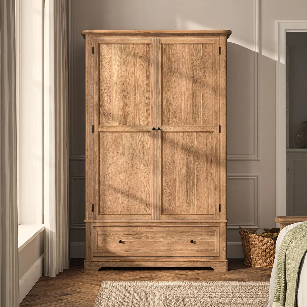 BRENNAN Double Wardrobe Natural Solid Oak - Image 3