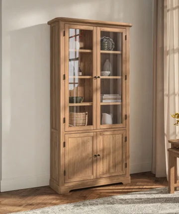 BRENNAN Display Cabinet Natural Solid Oak