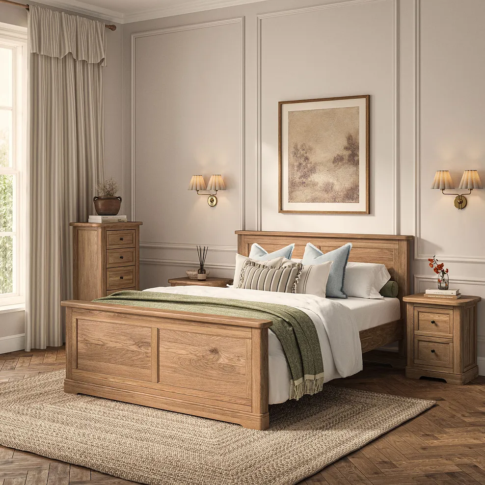 BRENNAN King-size Bed Natural Solid Oak