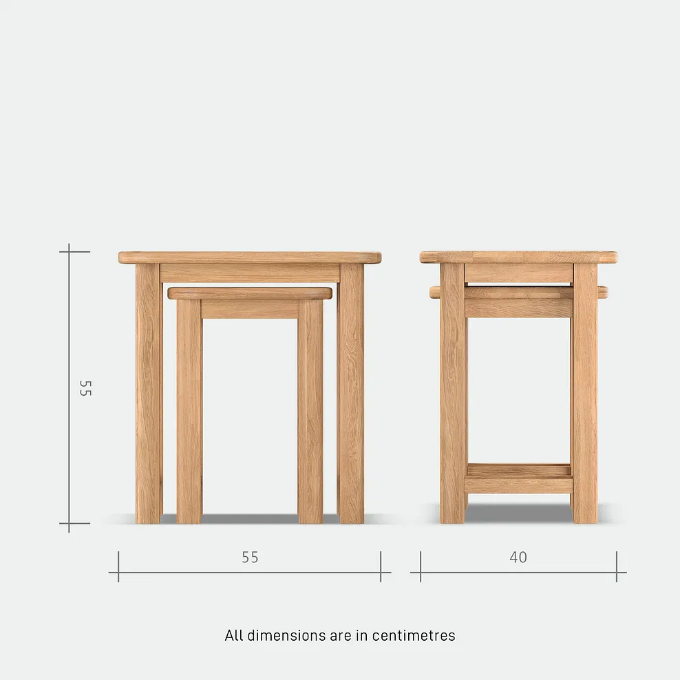 BRENNAN Nest of Tables Natural Solid Oak - Image 11