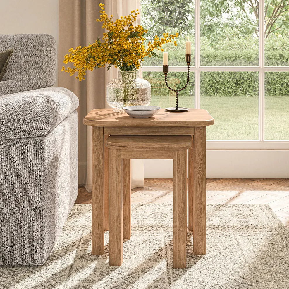BRENNAN Nest of Tables Natural Solid Oak - Image 3