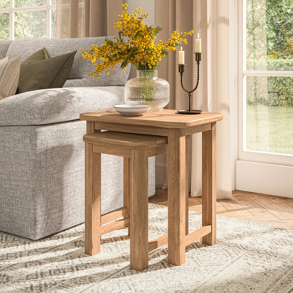 BRENNAN Nest of Tables Natural Solid Oak