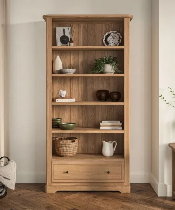 BRENNAN Tall Bookcase Natural Solid Oak