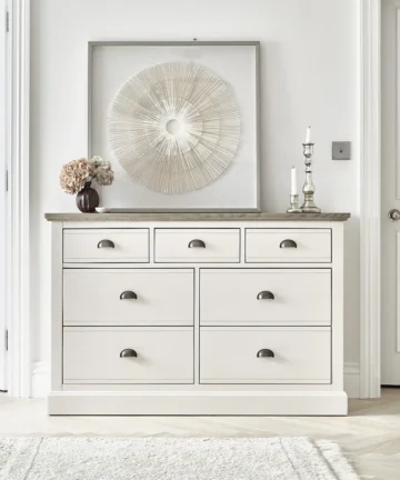 BROMPTON 7 Drawer Chest Painted Acacia & Ash Top