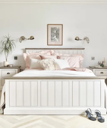 BROMPTON King-Size Bed Painted Acacia & Ash Top