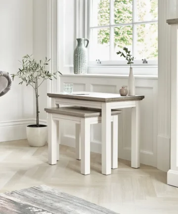 BROMPTON Nest of 2 Tables Painted Acacia & Ash Top