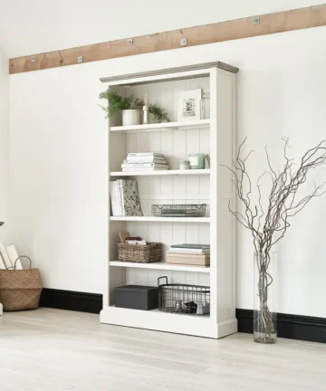 BROMPTON Tall Bookcase Painted Acacia & Ash Top