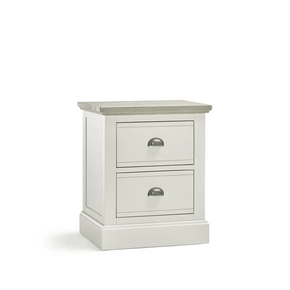 BROMPTON 2 Drawer Bedside Table Painted Acacia & Ash Top - Image 2