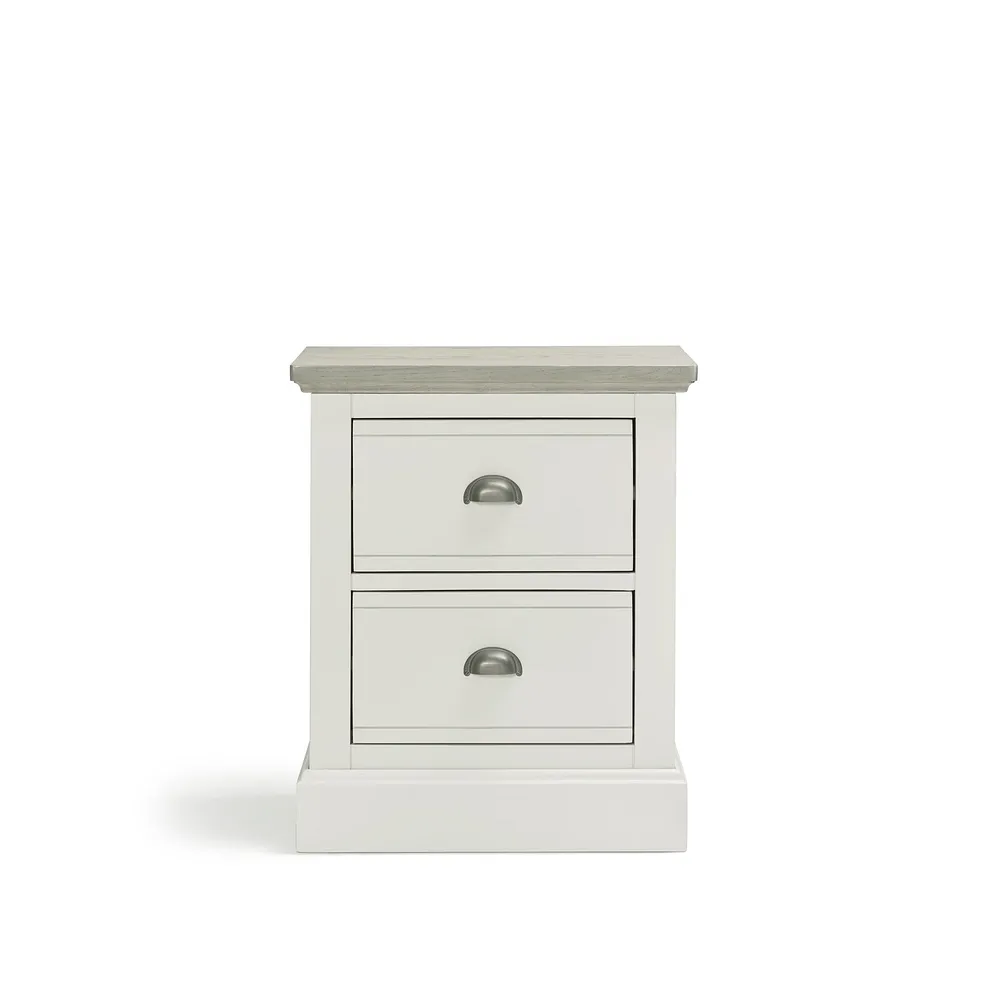 BROMPTON 2 Drawer Bedside Table Painted Acacia & Ash Top - Image 5