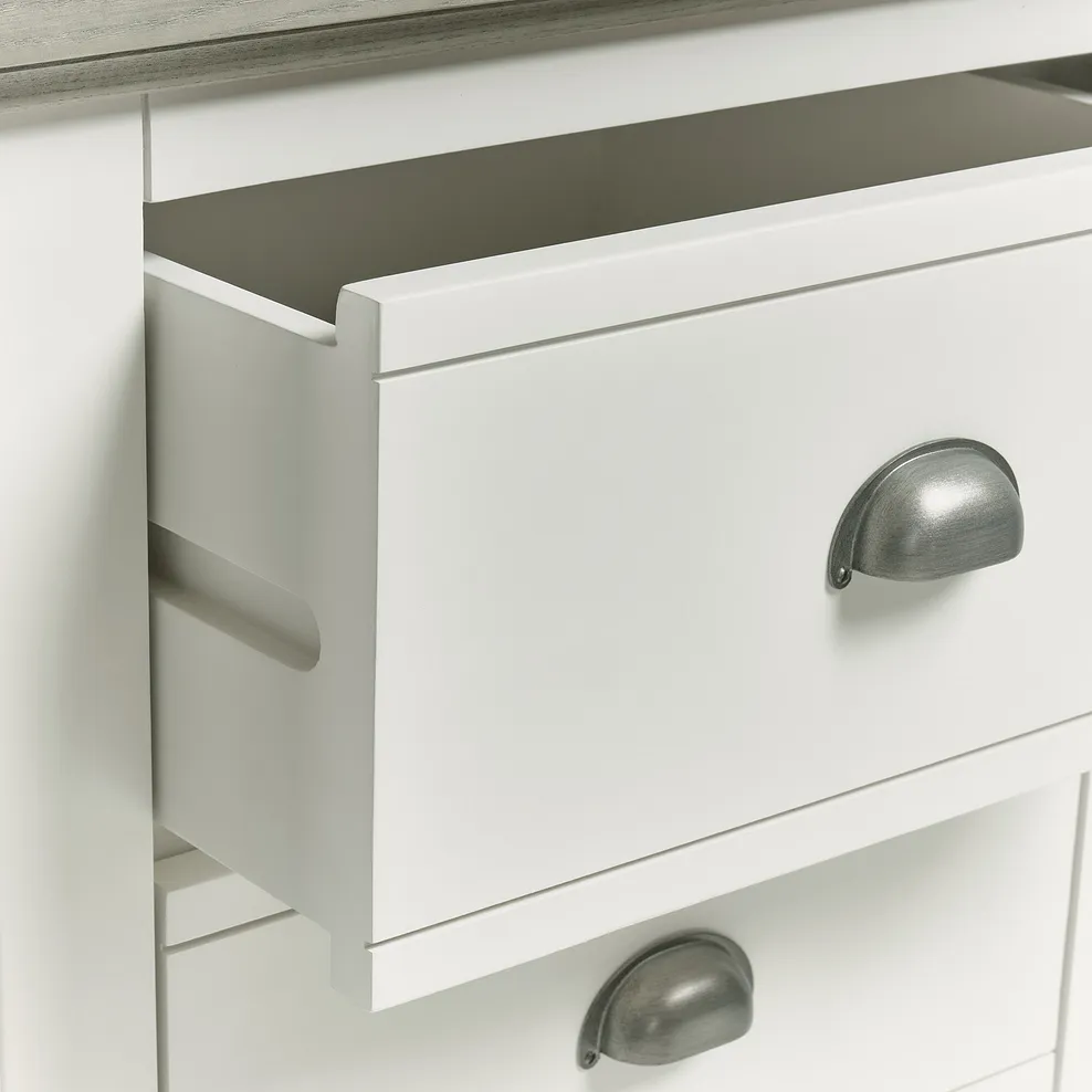 BROMPTON 2 Drawer Bedside Table Painted Acacia & Ash Top - Image 8