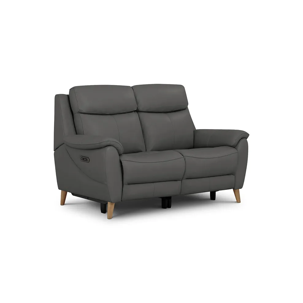 BRUNEL 2 Seater Recliner Sofa Elephant Grey Leather - Image 2