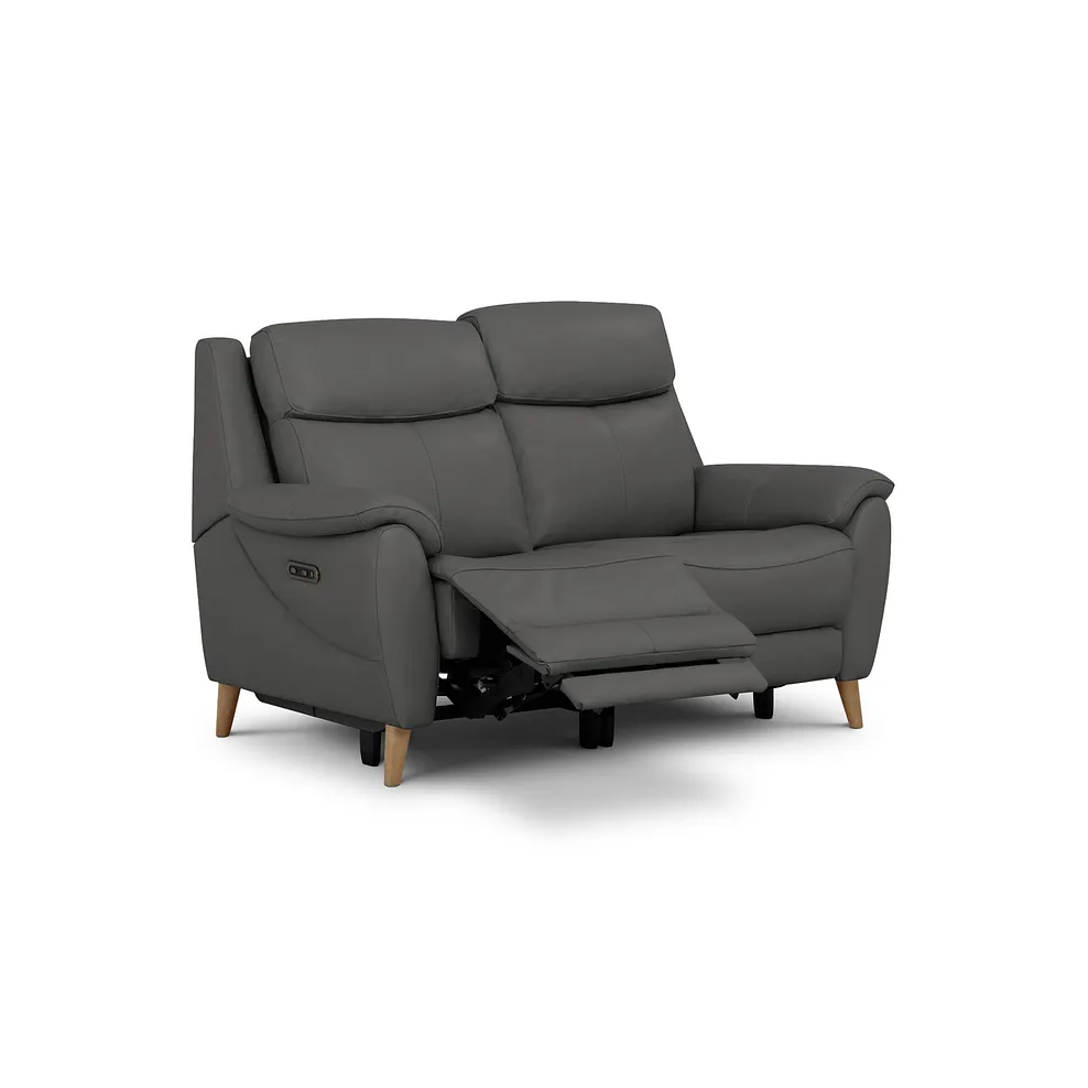BRUNEL 2 Seater Recliner Sofa Elephant Grey Leather - Image 3
