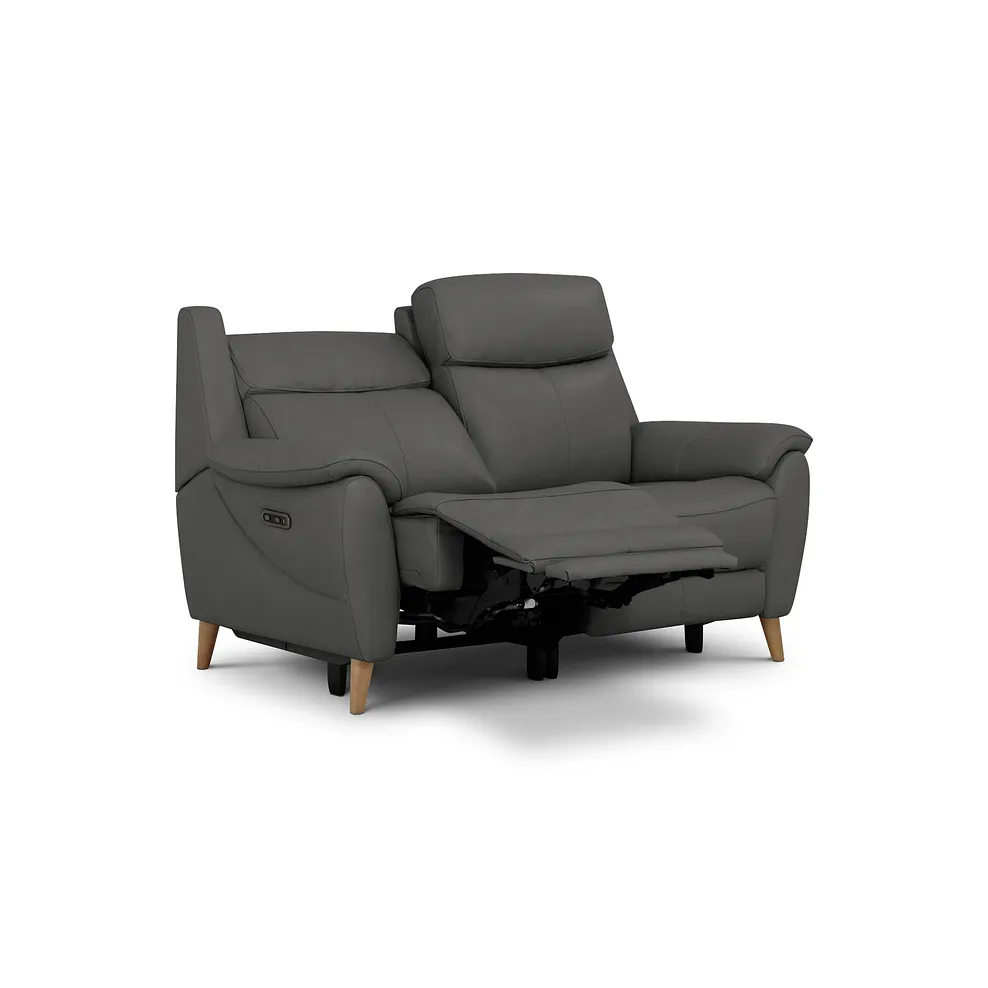 BRUNEL 2 Seater Recliner Sofa Elephant Grey Leather - Image 4
