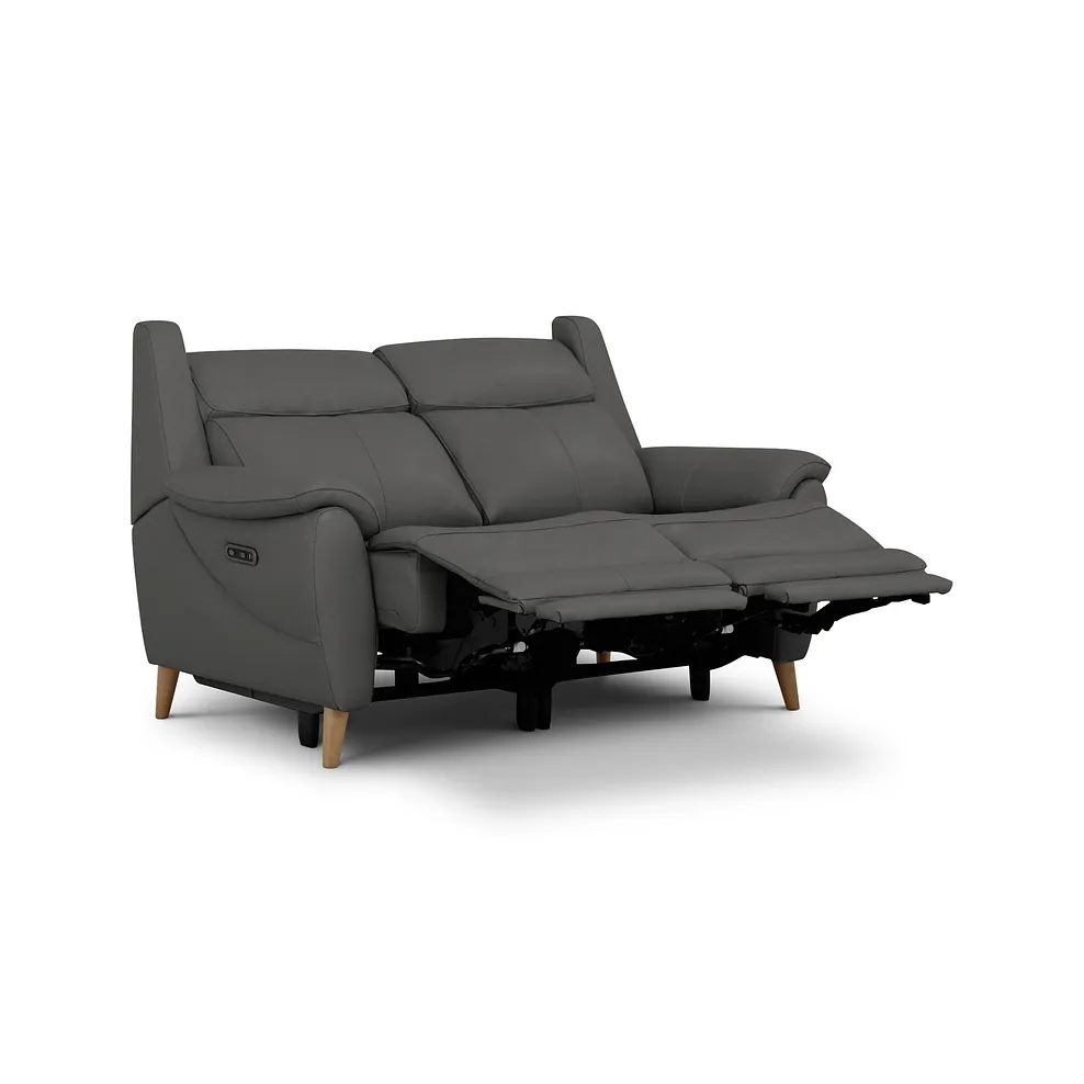 BRUNEL 2 Seater Recliner Sofa Elephant Grey Leather - Image 5