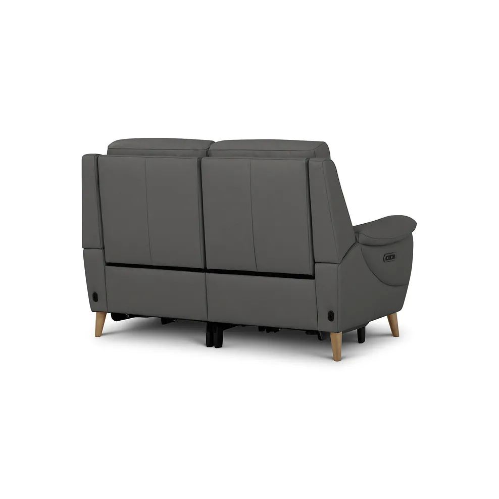 BRUNEL 2 Seater Recliner Sofa Elephant Grey Leather - Image 6