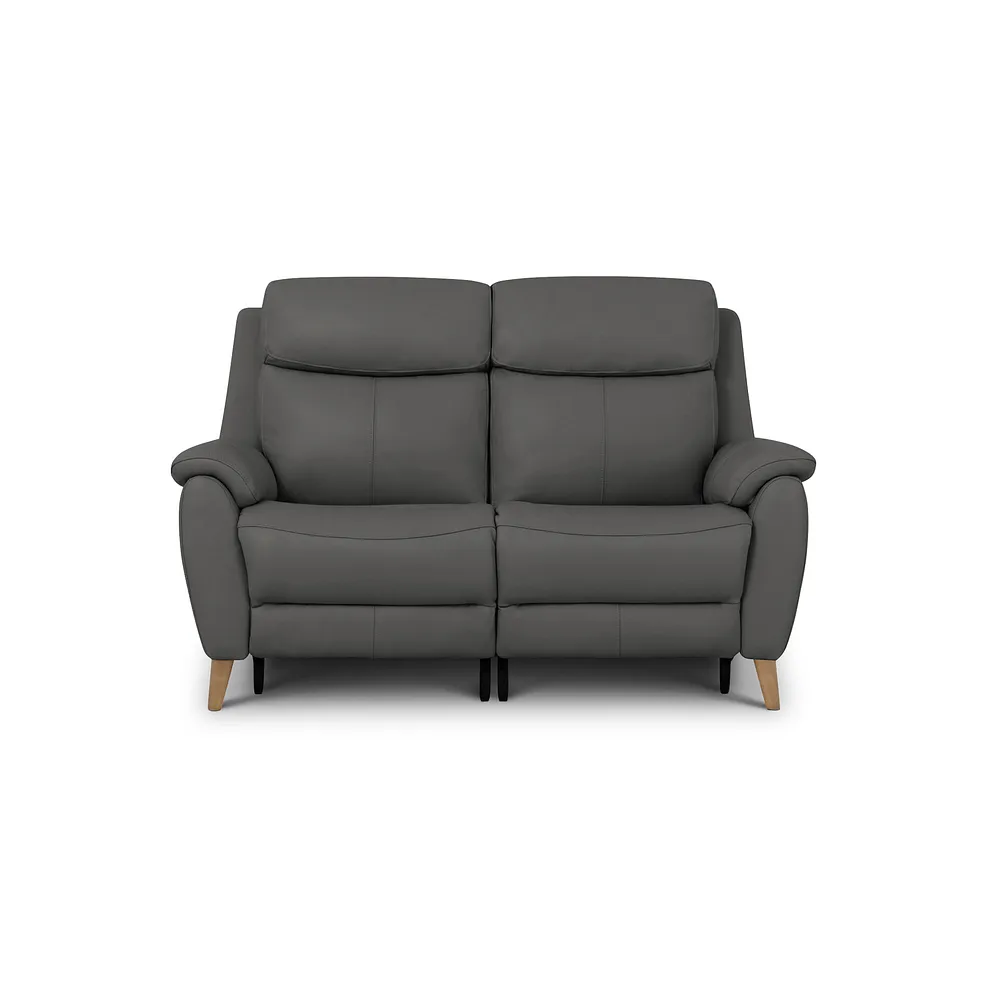BRUNEL 2 Seater Recliner Sofa Elephant Grey Leather - Image 7