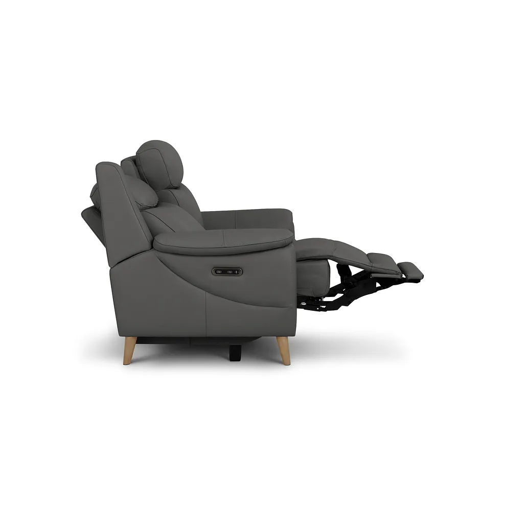 BRUNEL 2 Seater Recliner Sofa Elephant Grey Leather - Image 9