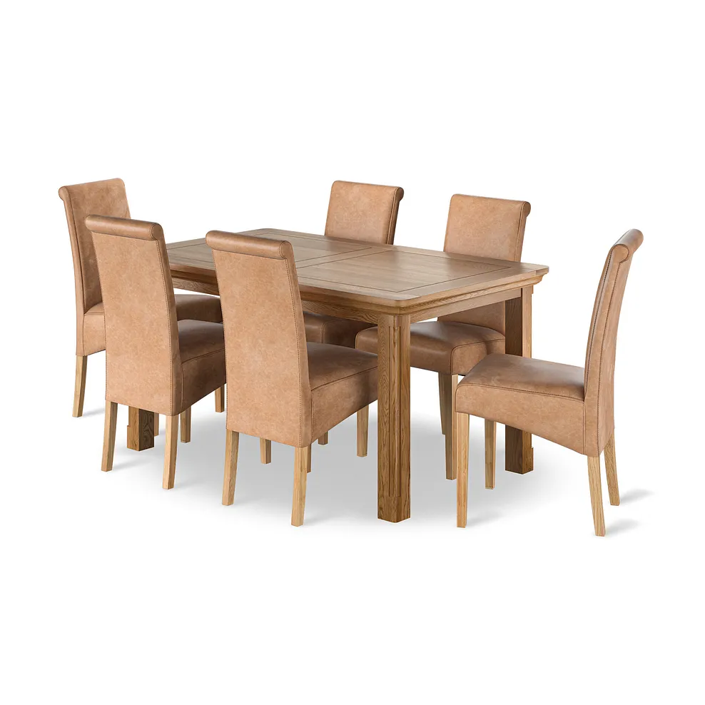 CANTERBURY 5ft Extending Dining Table with 6 Chairs Natural Solid Oak - Image 2