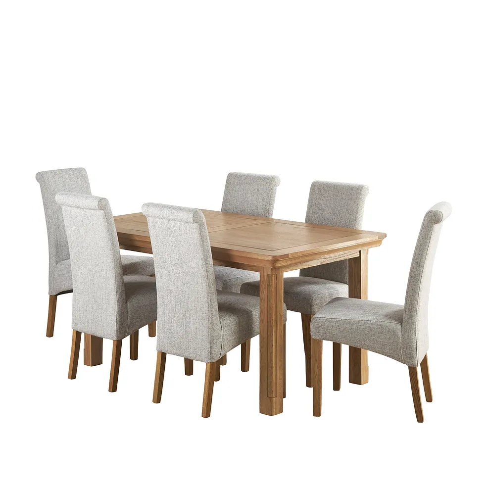CANTERBURY 5ft Extending Dining Table with 6 Chairs Natural Solid Oak - Image 2
