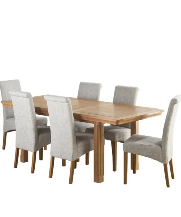 CANTERBURY 5ft Extending Dining Table with 6 Chairs Natural Solid Oak