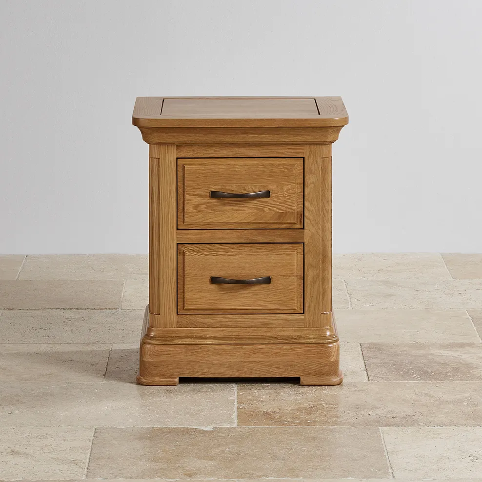 CANTERBURY 2 Drawer Bedside Table Natural Solid Oak - Image 3