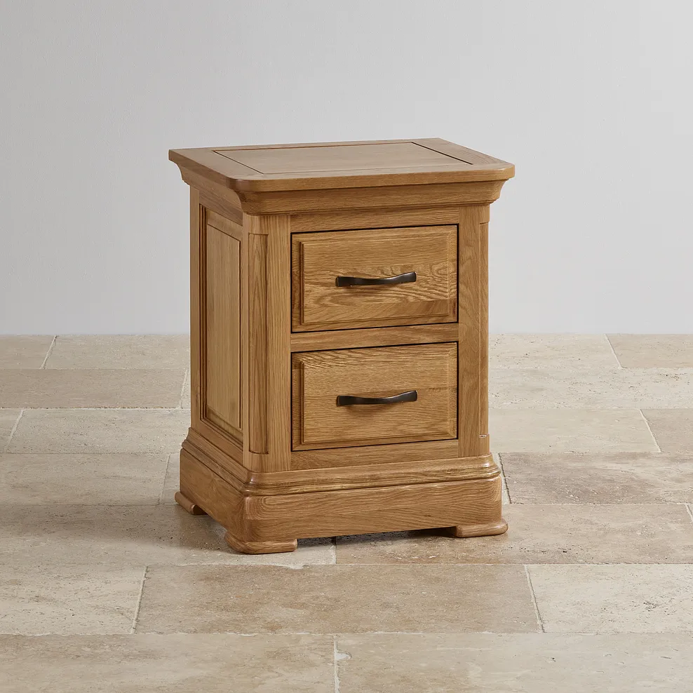 CANTERBURY 2 Drawer Bedside Table Natural Solid Oak - Image 2