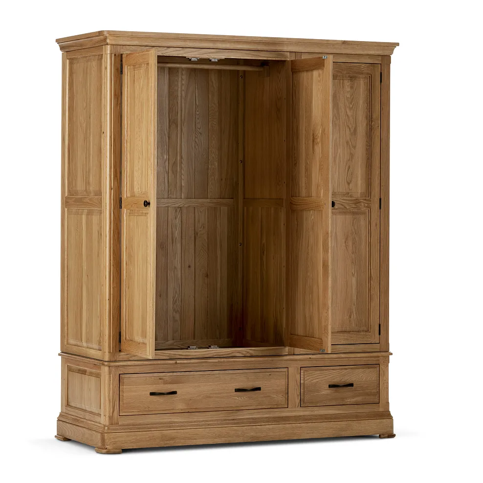 CANTERBURY Triple Wardrobe Natural Solid Oak - Image 4