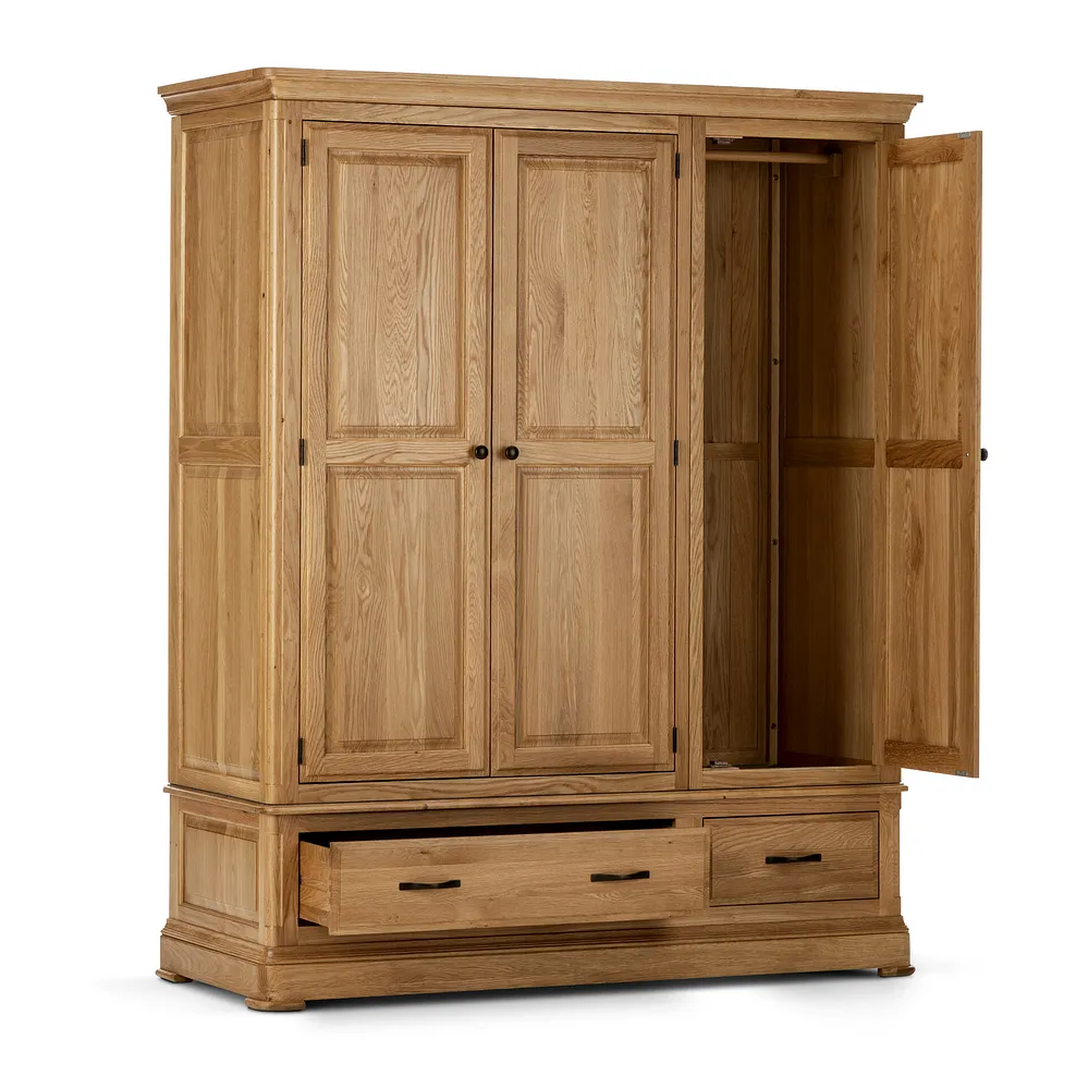 CANTERBURY Triple Wardrobe Natural Solid Oak - Image 3