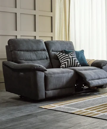 CARTER 3 Seater Electric Recliner Sofa Miller Grey Fabric