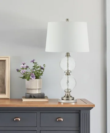 RITZ TABLE LAMP Crackled Glass & Chrome