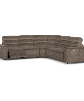 COHEN Modular 5 Seat Corner Recliner Dapple Chocolate Fabric