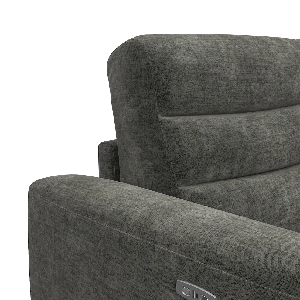 COHEN Large Corner Recliner with Right Hand Sofa Bed Plush Charcoal Fabric - Image 11