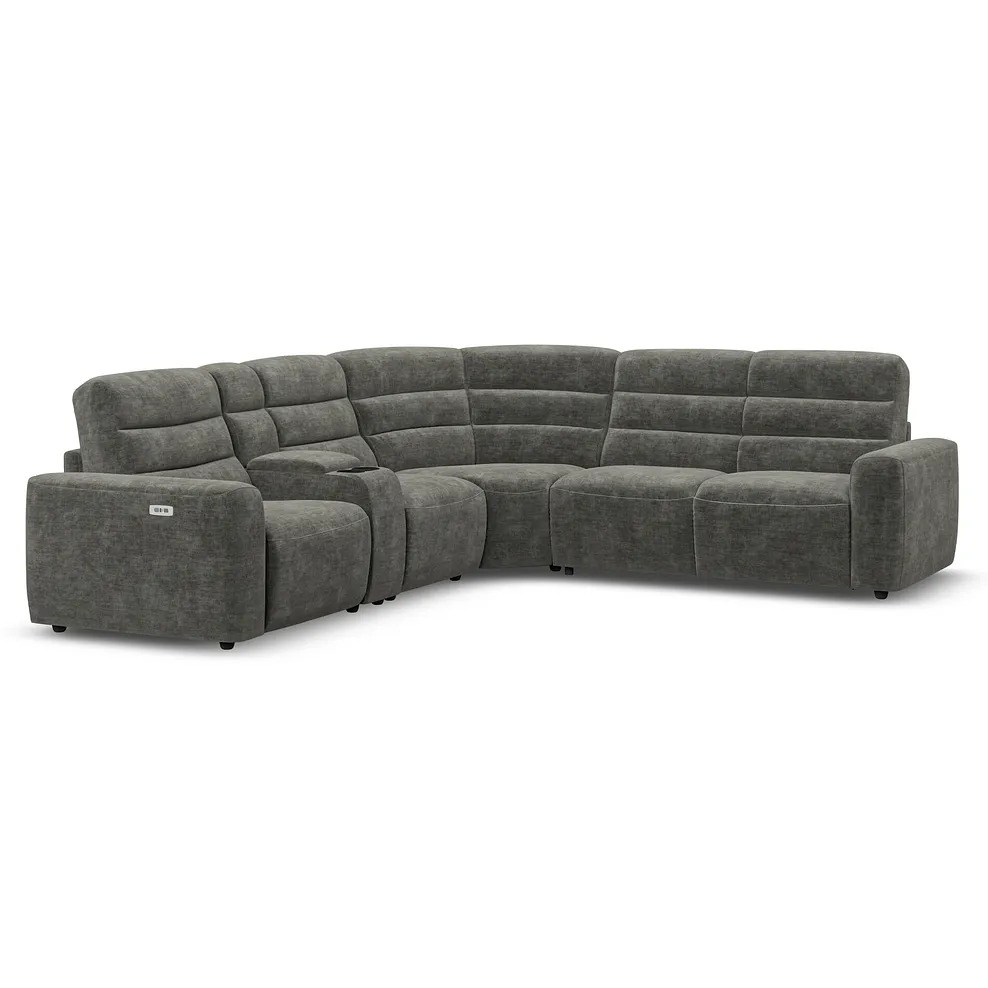 COHEN Large Corner Recliner with Right Hand Sofa Bed Plush Charcoal Fabric