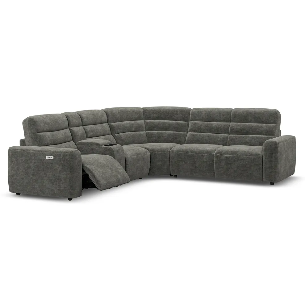 COHEN Large Corner Recliner with Right Hand Sofa Bed Plush Charcoal Fabric - Image 3