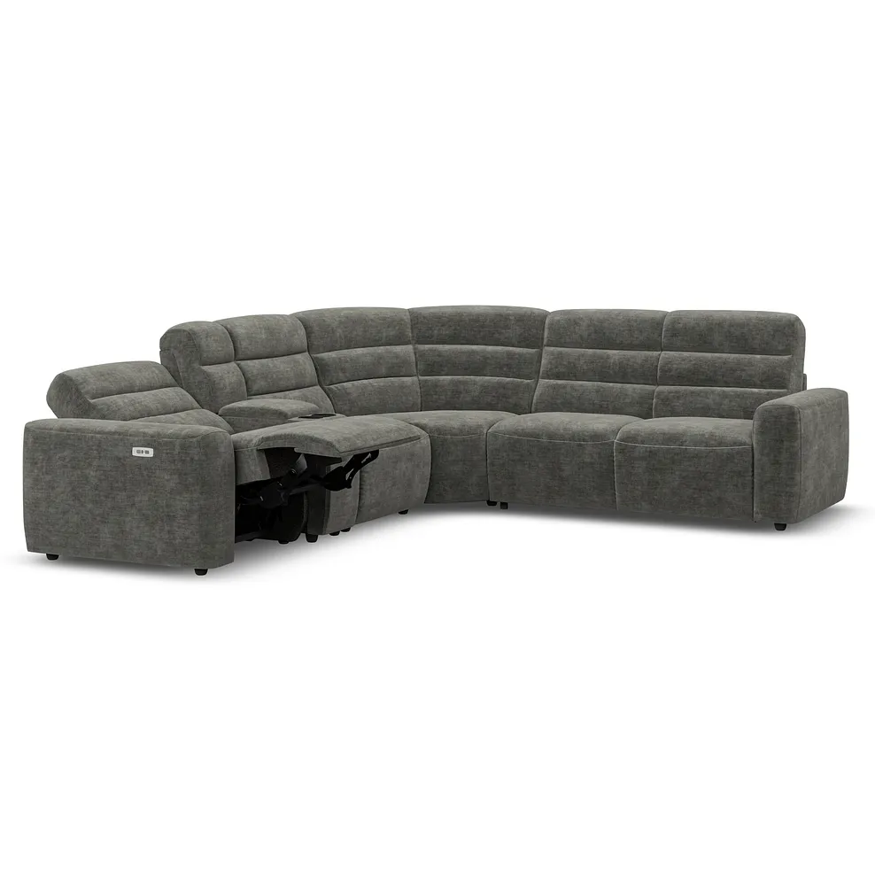 COHEN Large Corner Recliner with Right Hand Sofa Bed Plush Charcoal Fabric - Image 4