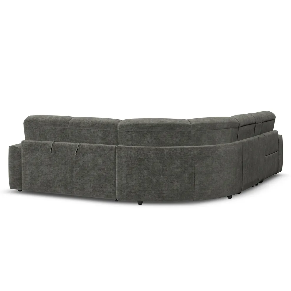 COHEN Large Corner Recliner with Right Hand Sofa Bed Plush Charcoal Fabric - Image 6