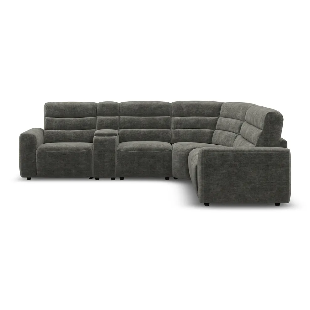 COHEN Large Corner Recliner with Right Hand Sofa Bed Plush Charcoal Fabric - Image 7