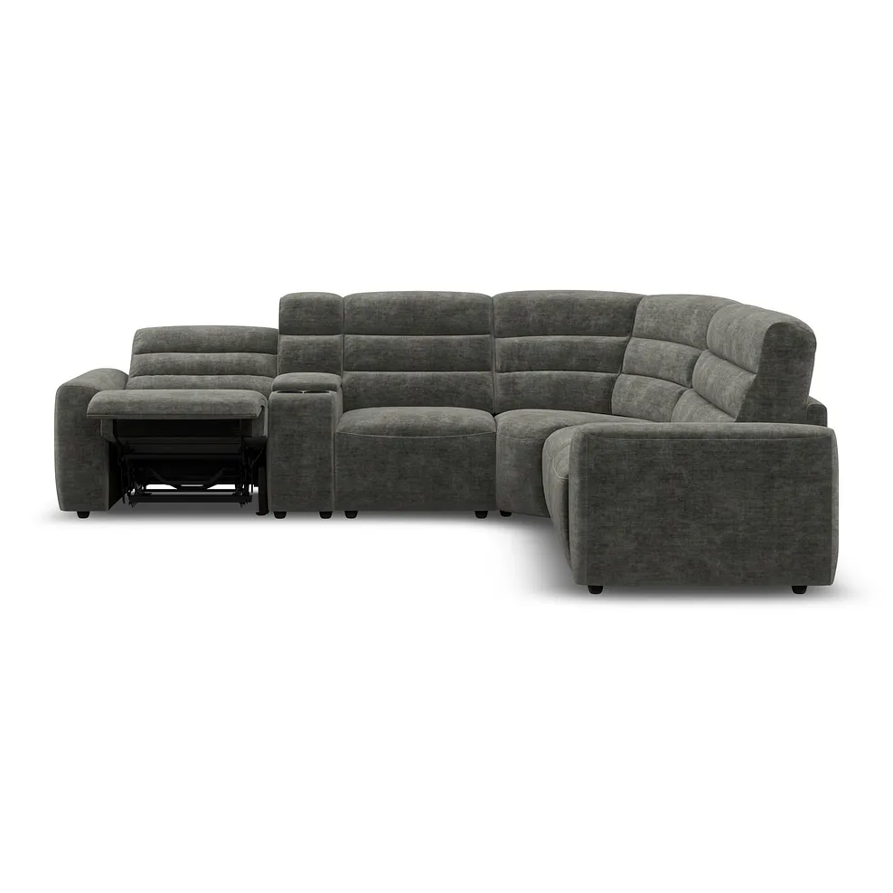COHEN Large Corner Recliner with Right Hand Sofa Bed Plush Charcoal Fabric - Image 8