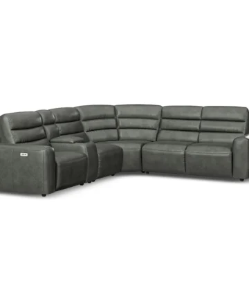 COHEN Large Corner Recliner with Right Hand Sofa Bed Virgo Lead Leather