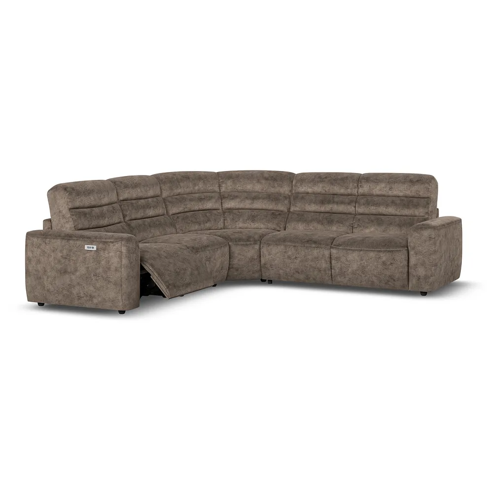 COHEN Large Corner Recliner with Right Hand Sofa Bed Dapple Chocolate Fabric - Image 3