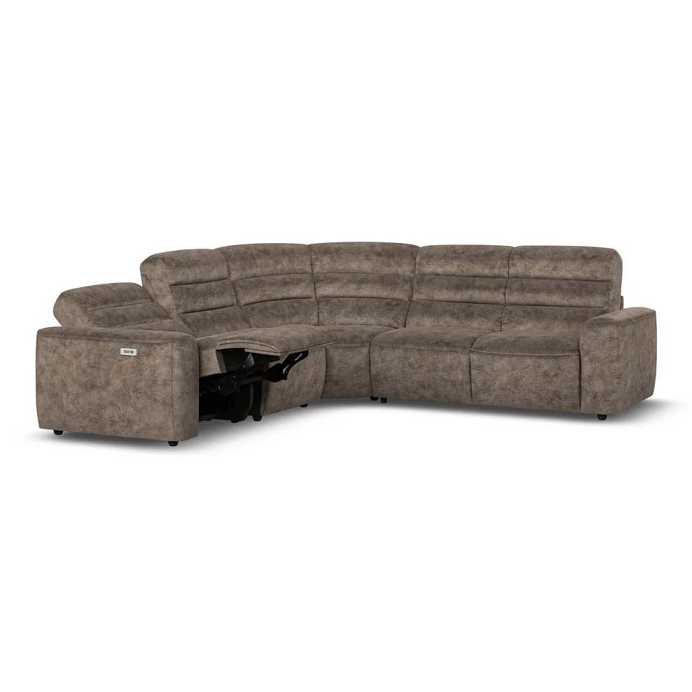 COHEN Large Corner Recliner with Right Hand Sofa Bed Dapple Chocolate Fabric - Image 4