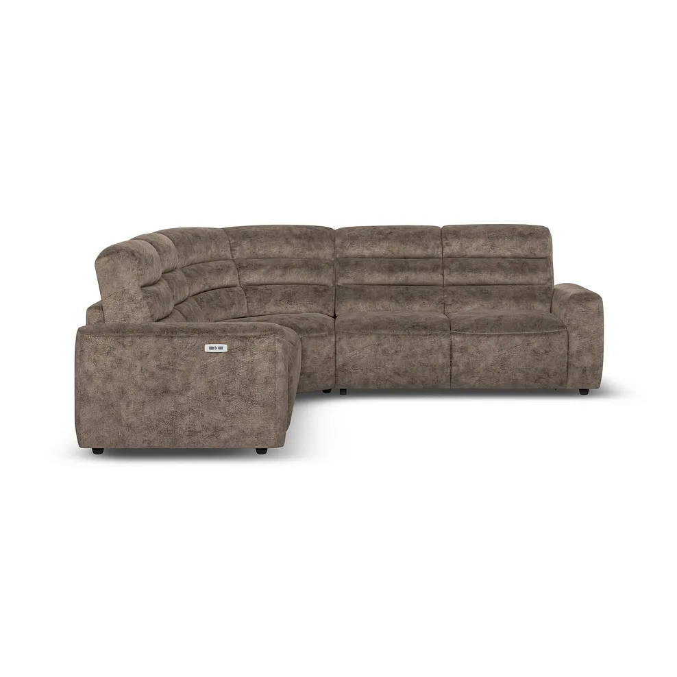 COHEN Large Corner Recliner with Right Hand Sofa Bed Dapple Chocolate Fabric - Image 5