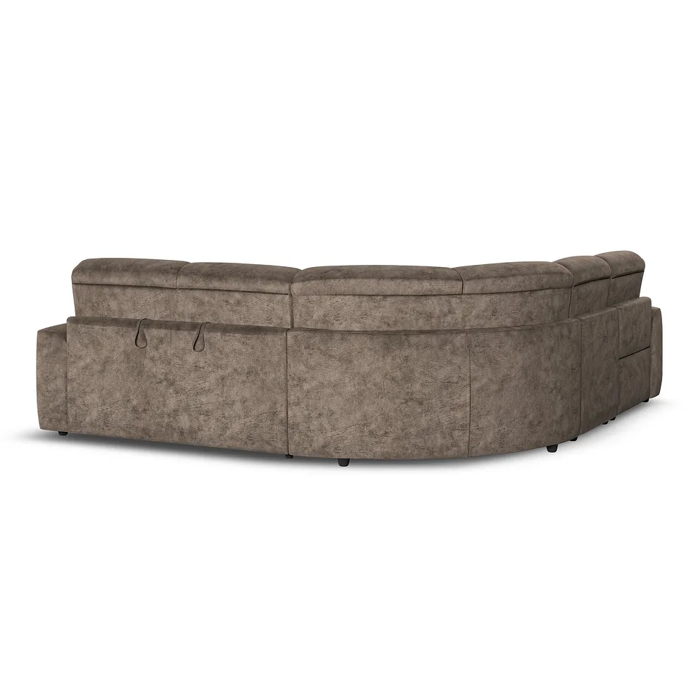 COHEN Large Corner Recliner with Right Hand Sofa Bed Dapple Chocolate Fabric - Image 6