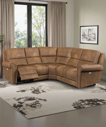 COLORADO Modular 5 Seat Corner Recliner Ranch Brown Fabric
