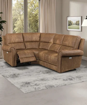 COLORADO Modular 4 Seat Corner Recliner Right Hand Ranch Brown Fabric