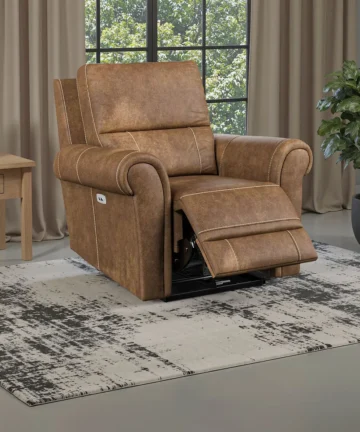COLORADO Electric Recliner Armchair Ranch Brown Fabric