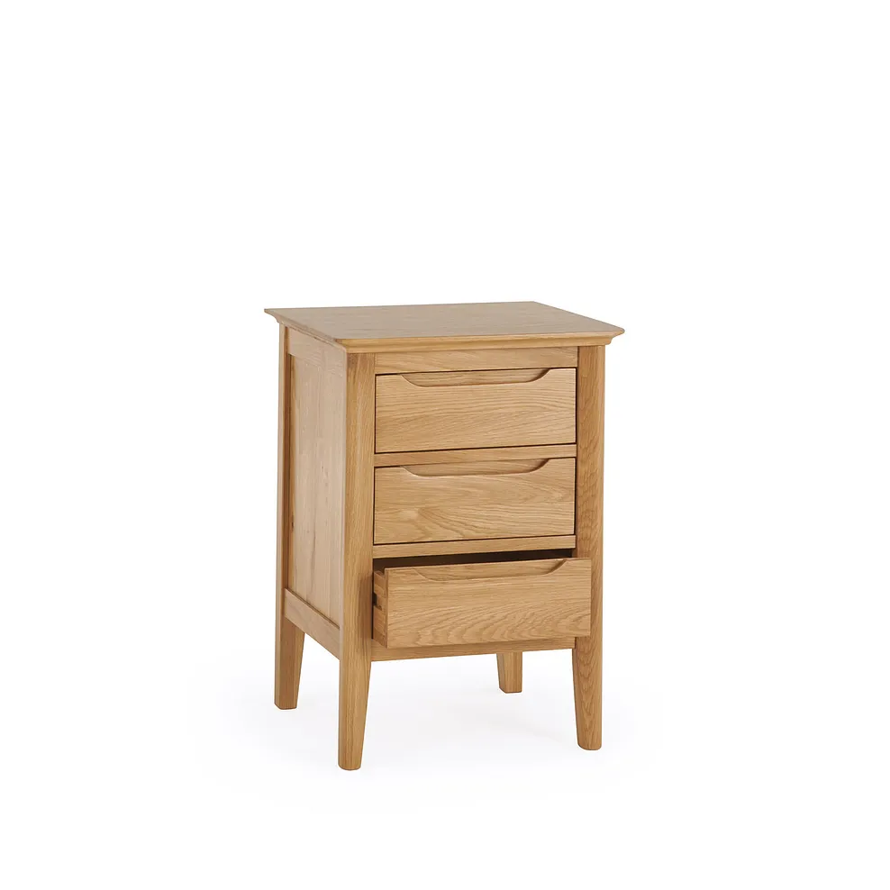 COPENHAGEN 3 Drawer Bedside Table Natural Solid Oak - Image 4