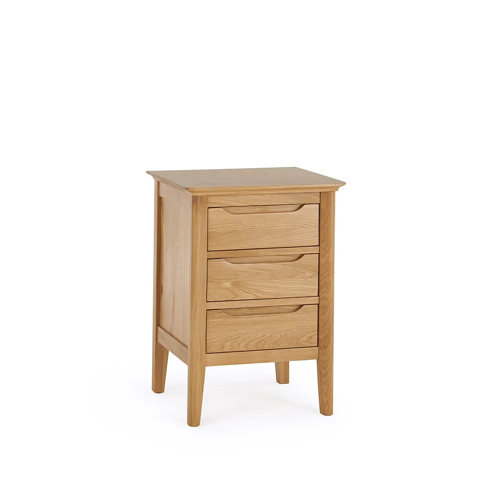 COPENHAGEN 3 Drawer Bedside Table Natural Solid Oak - Image 2